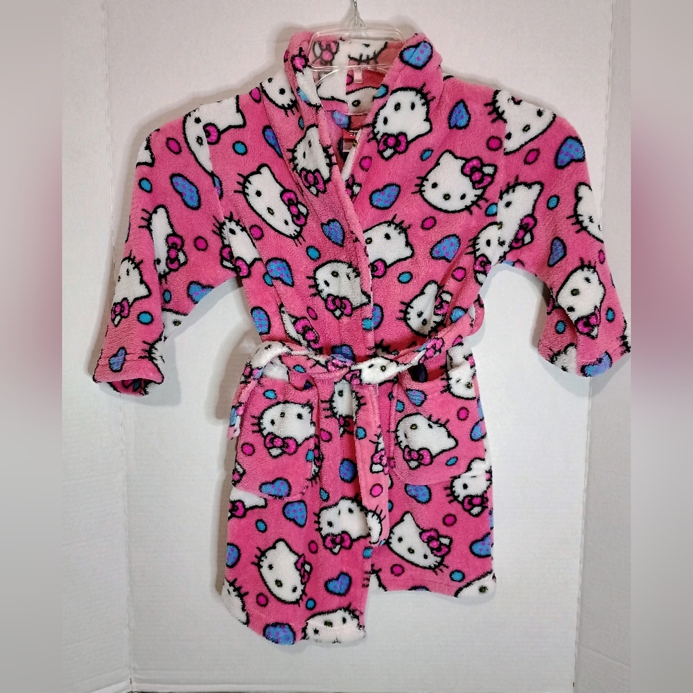 Hello Kitty Pink and White Robe Pajamas Size 4 Youth